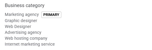 gbp business categories