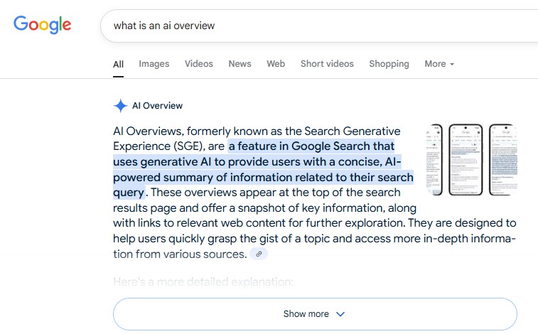 ai overview screenshot ai overview screenshot
