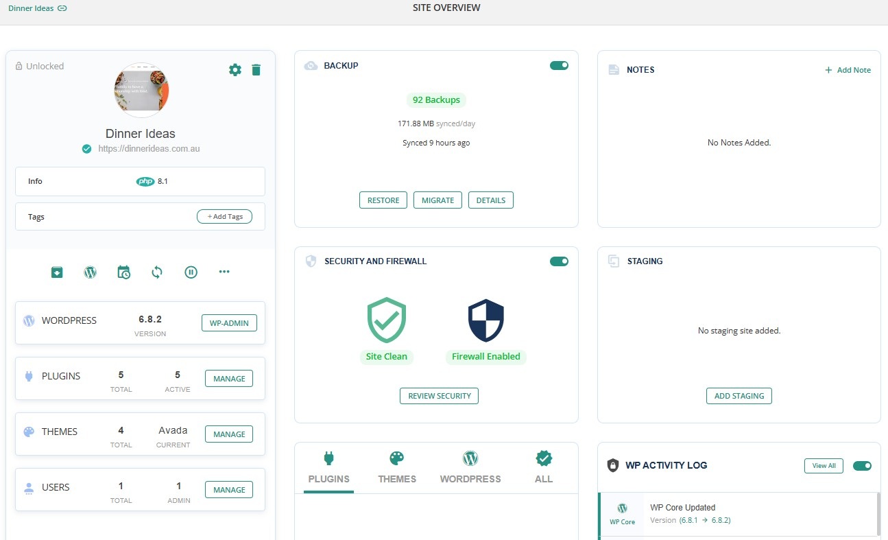 website care plan example